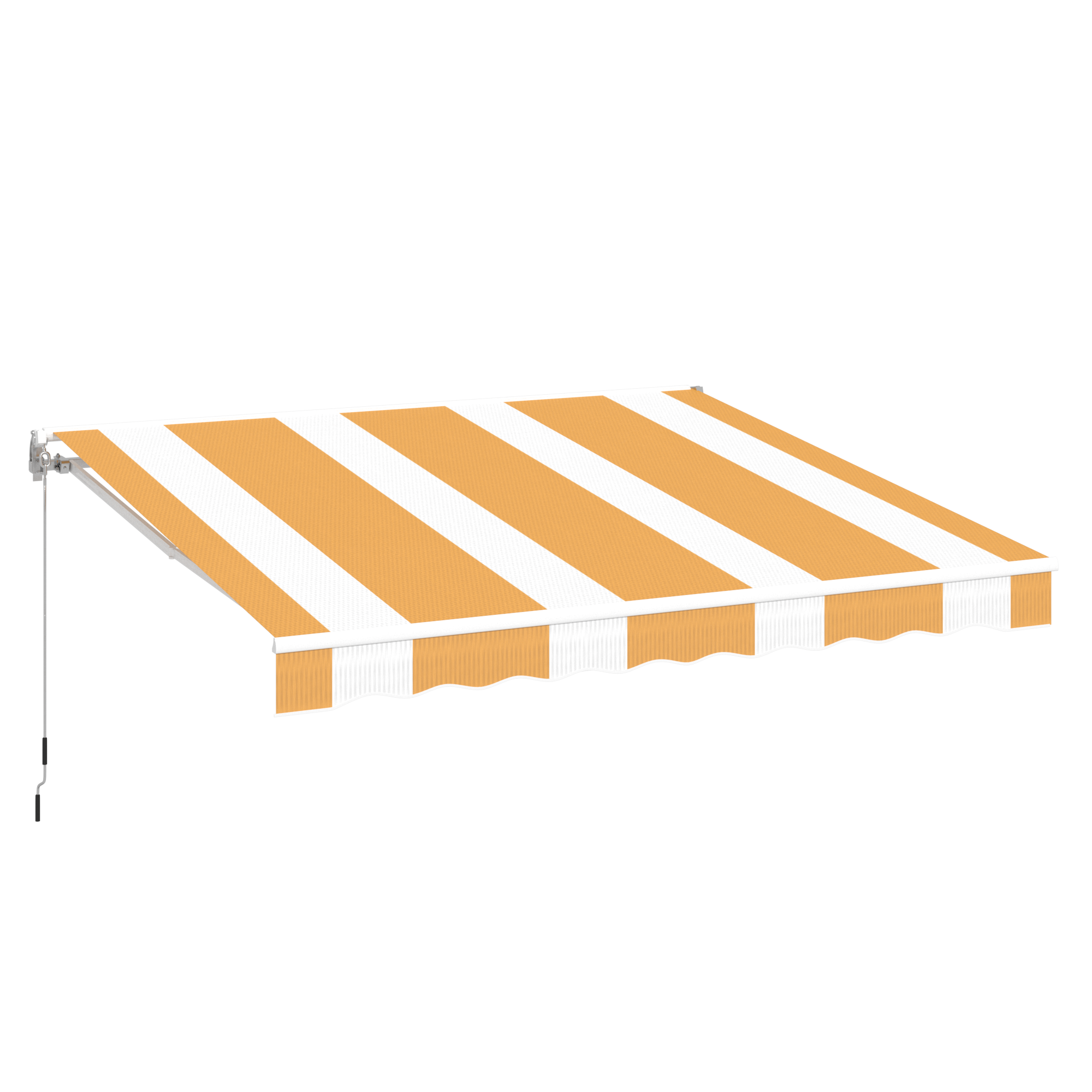 YODOLLA 13'×10' manual retractable awning, yellow stripes.